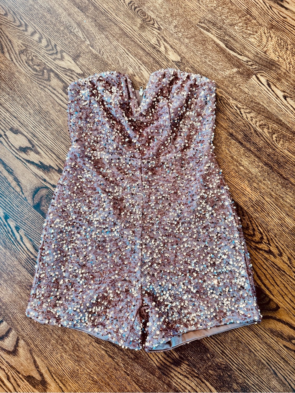 SHEIN Rose Gold Sequin Jumper - size M